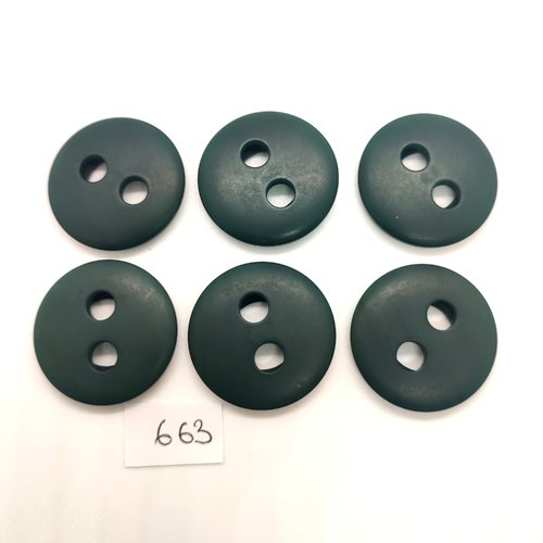 6 boutons en résine vert foncé - 30mm - 663