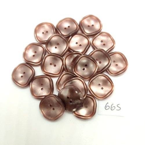 20 boutons en résine marron - 17x17mm - 665