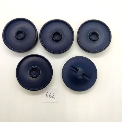 5 boutons en résine bleu - 35mm - 662