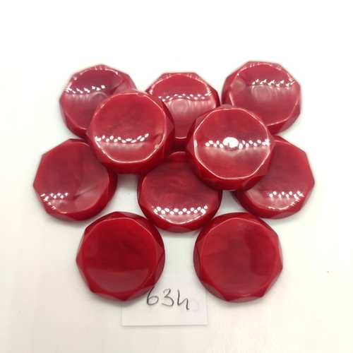 10 boutons en résine rouge foncé - 21mm - 634