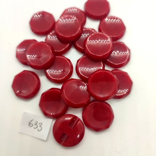 20 boutons en résine rouge foncé - 17mm - 633