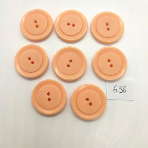 8 boutons en résine rose / orangé - 22mm - 636