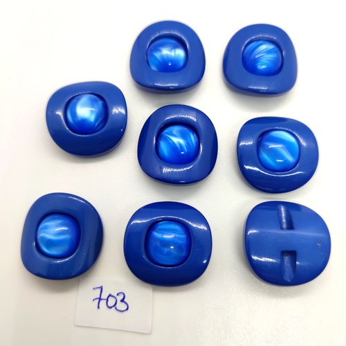 8 boutons en résine bleu - 21x21mm - 703