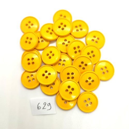 25 boutons en résine jaune - 15mm - 629