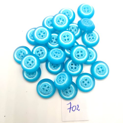 20 boutons en résine bleu - 14mm - 702