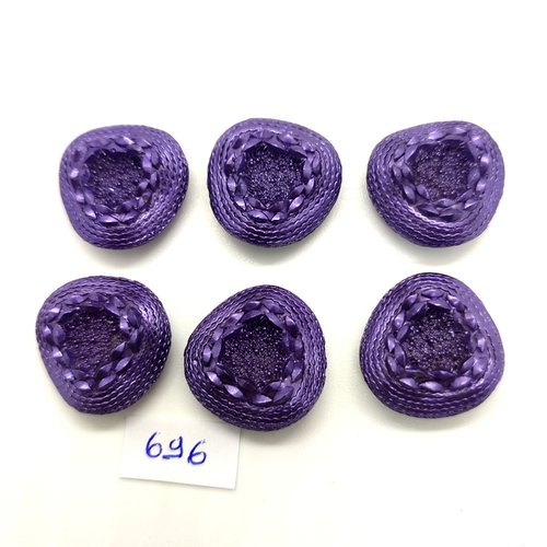 6 boutons en résine violet - 23mm - 696