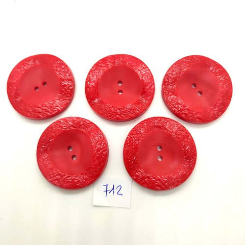 5 boutons en résine rouge - 36mm - 712