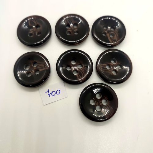 7 boutons en résine marron - 27mm - 700