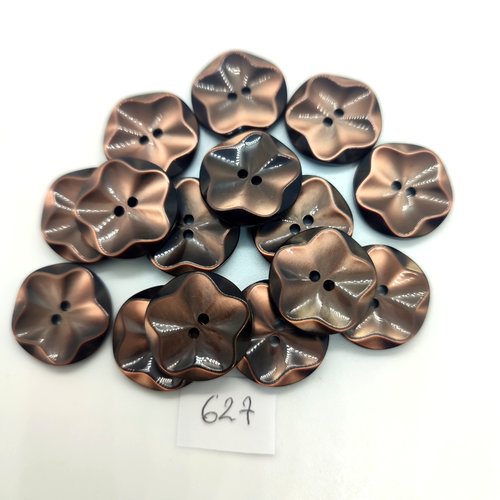 14 boutons en résine marron - 18mm - 627