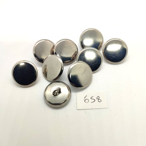 9 boutons en métal argenté - 17mm - 658