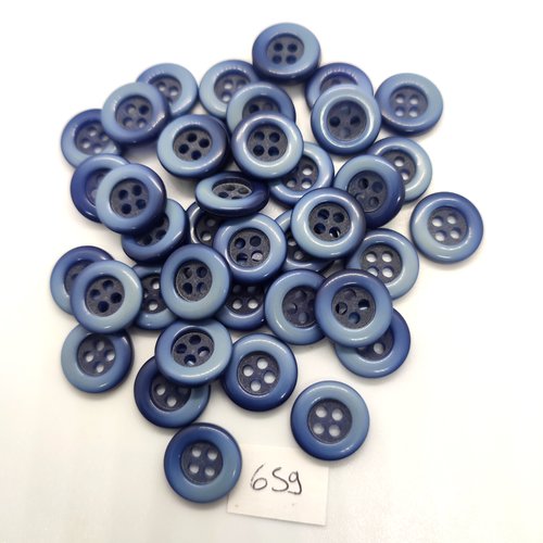 38 boutons en résine gris / bleu - 14mm - 659