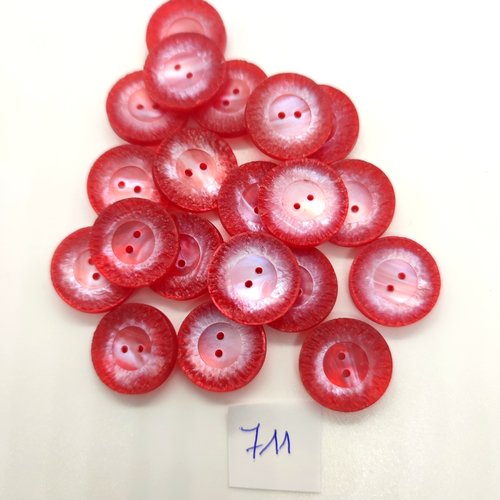 20 boutons en résine rouge et rose - 18mm - 711