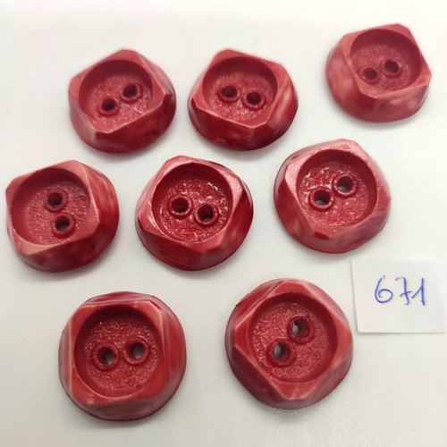 8 boutons en résine rose foncé - 22mm - 671