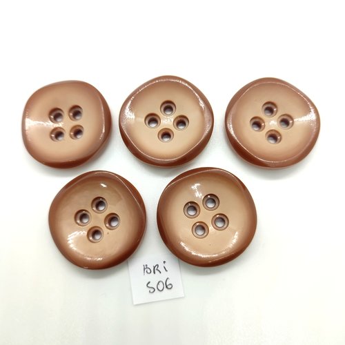 5 boutons en résine marron clair - 31mm - bri506