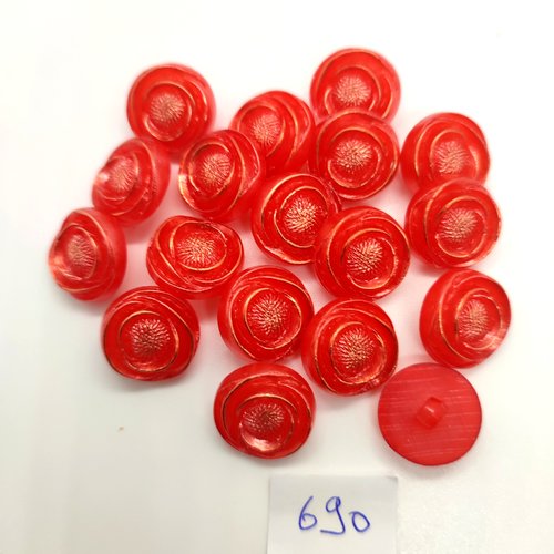 18 boutons en résine rouge - 15mm - 690