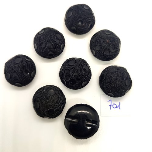 8 boutons en résine noir - 21mm - 701