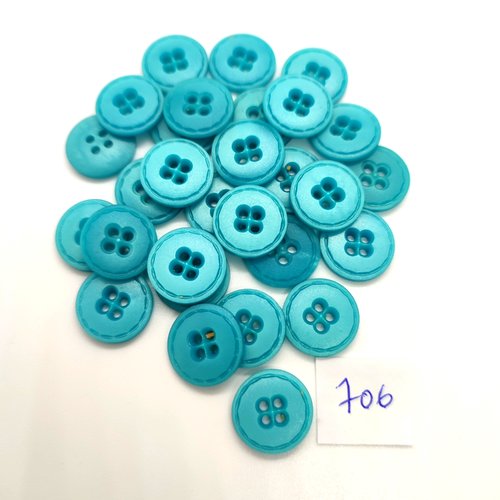 30 boutons en résine vert - 15mm - 706