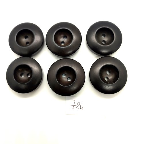 6 boutons en résine noir - 27mm - 724