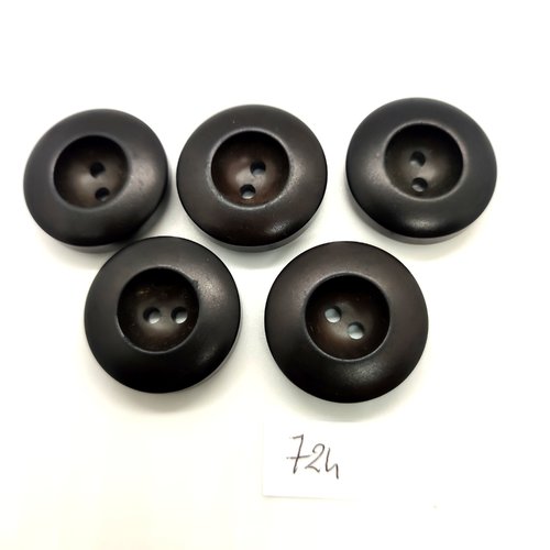 5 boutons en résine noir - 27mm - 724