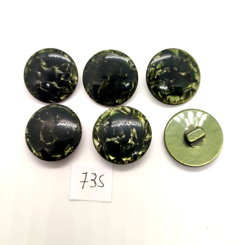 6 boutons en résine vert - 23mm - 735