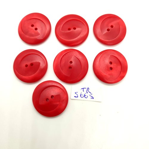 7 boutons en résine rouge - 22mm - tr5665