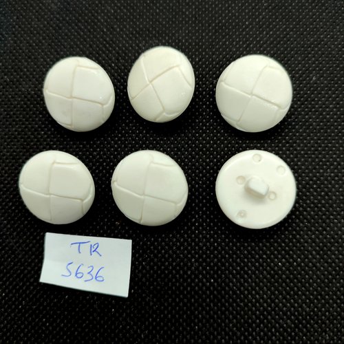 6 boutons en résine blanc - 20mm - tr5636