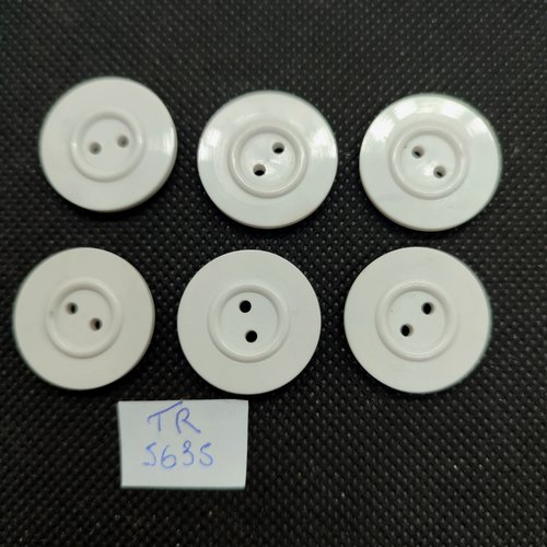 6 boutons en résine blanc - 23mm - tr5635