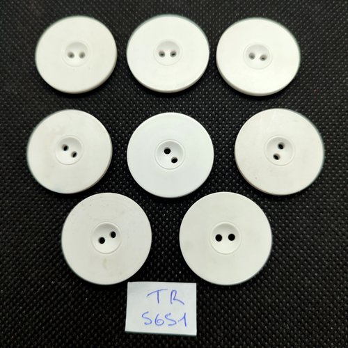 8 boutons en résine blanc - 25mm - tr5651