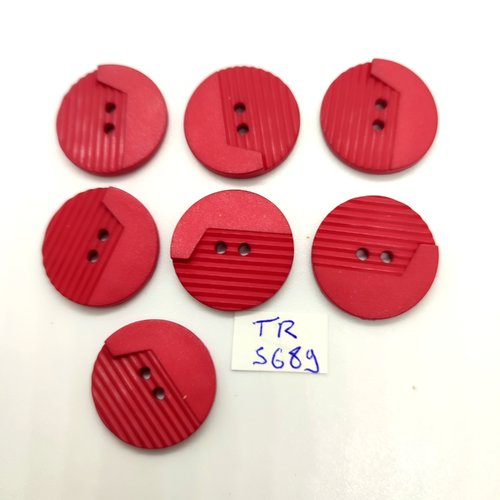 7 boutons en résine rouge- 23mm - tr5689