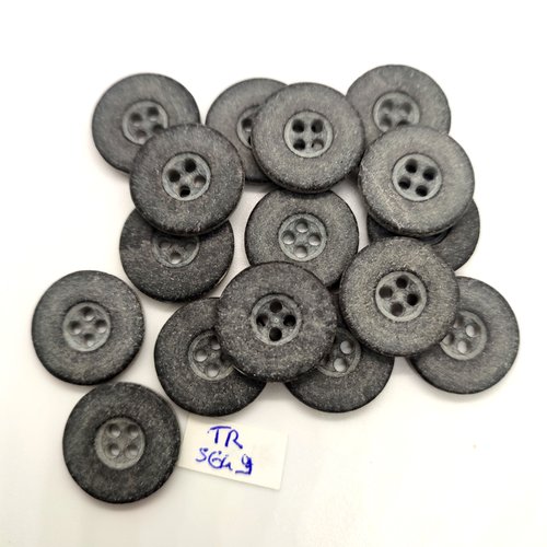 16 boutons en résine gris- 20mm - tr5649