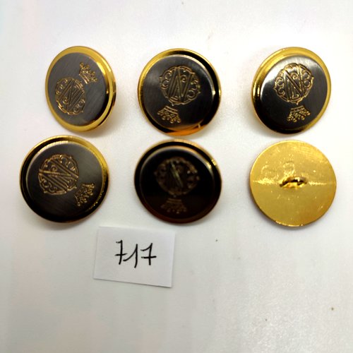 6 boutons en métal doré et argenté - 20/21mm - 717