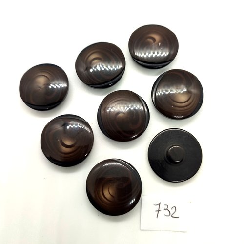 8 boutons en résine marron - 22mm - 732