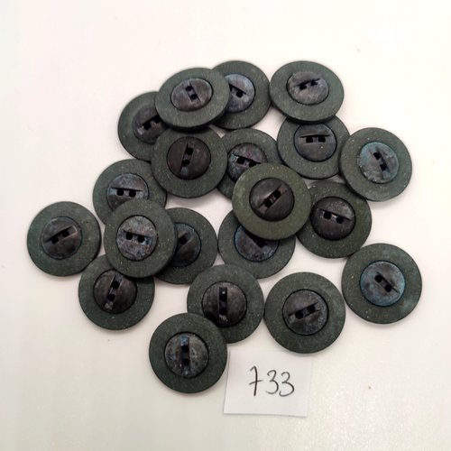 20 boutons en résine gris foncé - 18mm - 733