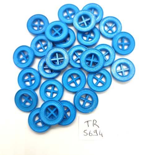 26 boutons en résine bleu - 14mm - tr5694