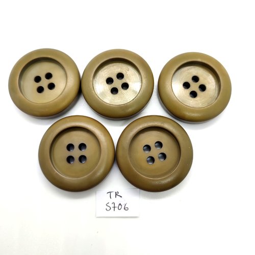 5 boutons en résine taupe / kaki - 36mm - tr5706