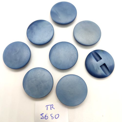 8 boutons en résine bleu / gris - 22mm - tr5650