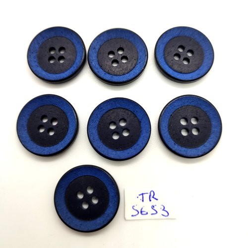7 boutons en résine bleu et noir - 20mm - tr5653