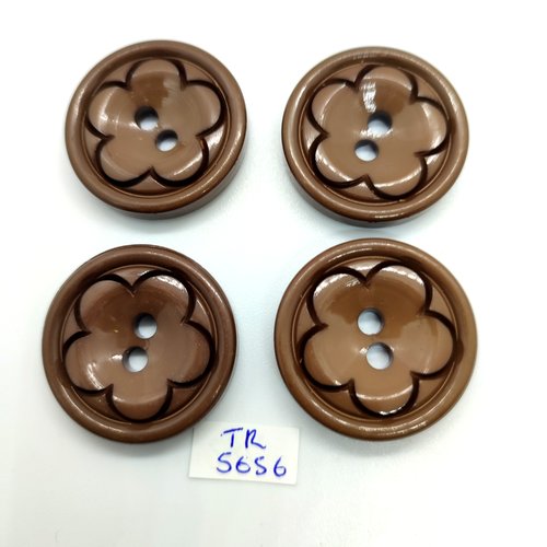 4 boutons en résine marron - 30mm - tr5656