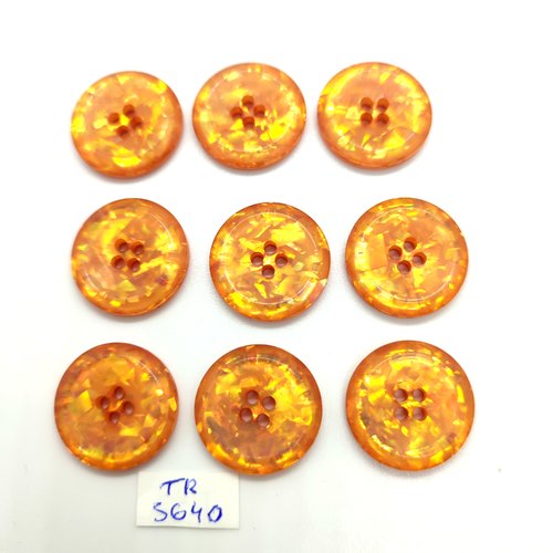 9 boutons en résine orange - 20mm - tr5640