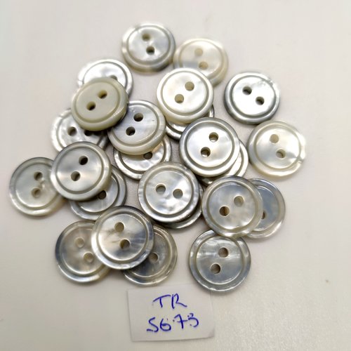 24 boutons en résine gris - 14mm - tr5673