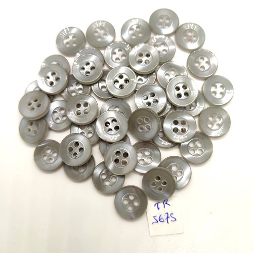 42 boutons en résine gris - 13mm - tr5675