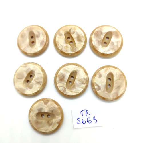 7 boutons en résine beige - 22mm - tr5663