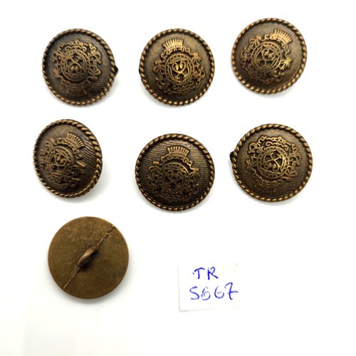 7 boutons en métal doré / bronze - 20mm - tr5667