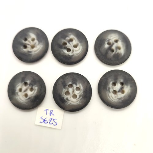 6 boutons en résine gris et beige - 22mm - tr5685