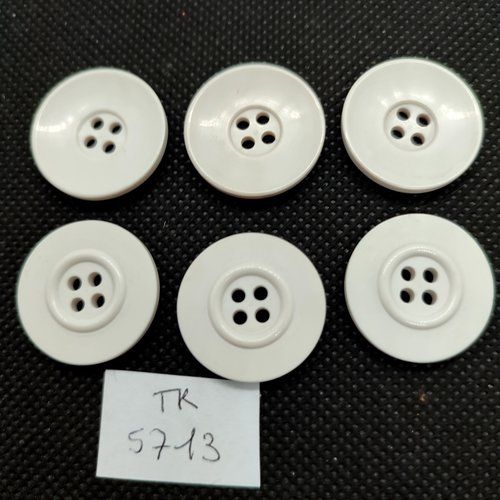 6 boutons en résine blanc cassé - 22/23mm - tr5713