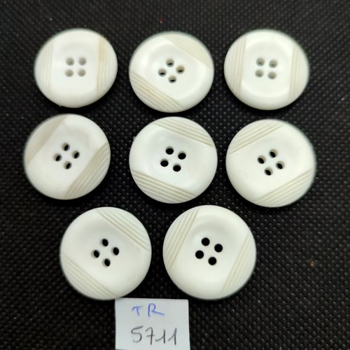 8 boutons en résine blanc cassé - 22mm - tr5711