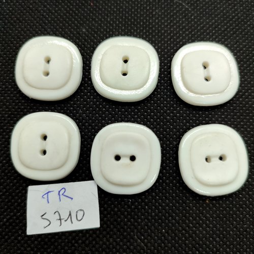 6 boutons en résine blanc - 21x21mm - tr5710