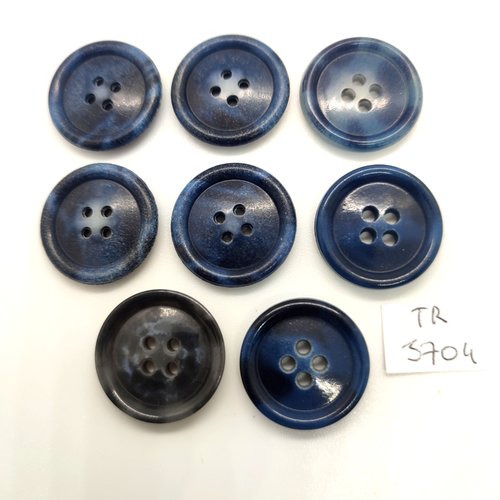 8 boutons en résine gris / bleu - 22mm - tr5704