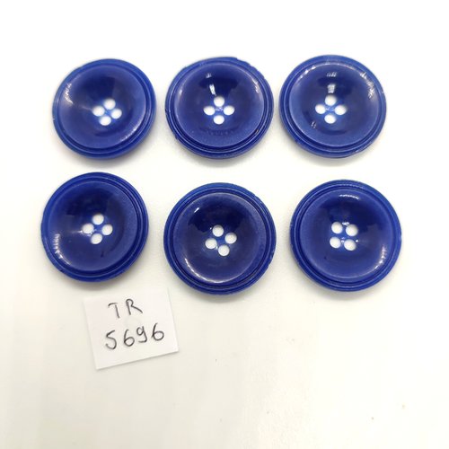 6 boutons en résine bleu - 22mm - tr5696