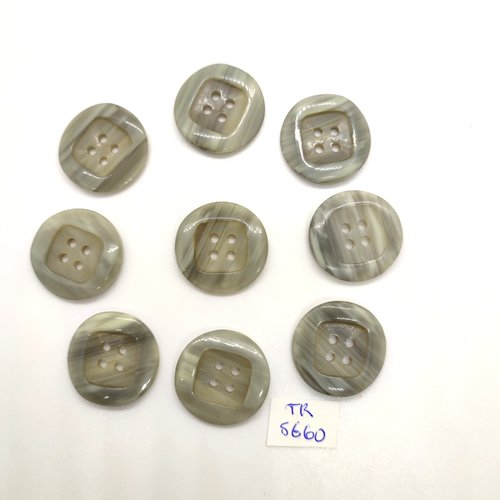 9 boutons en résine vert - 23mm - tr5660